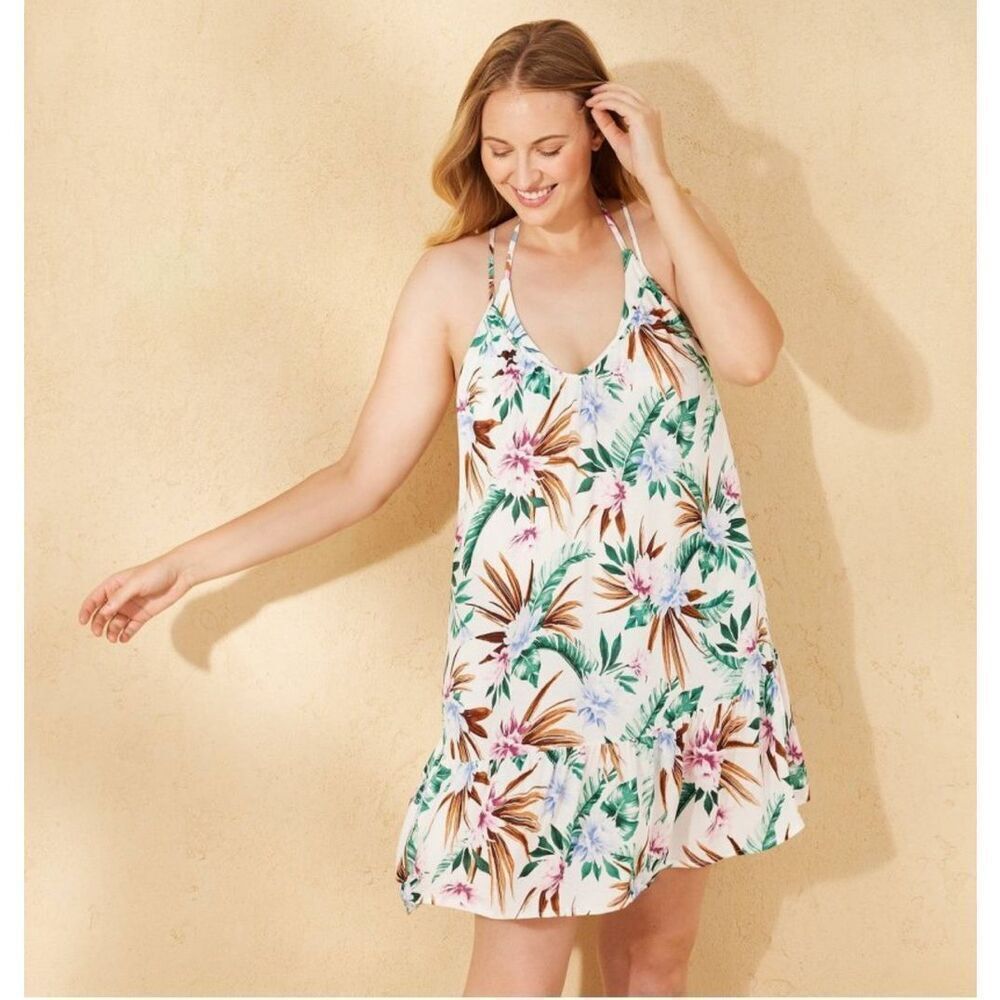 Shade & Shore NWT size S mini dress / swim cover-up Hawaiian tropical